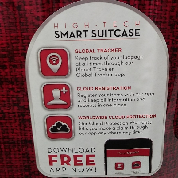 Planet Traveler USA Smart Tech Case Hardside Spinner Carry-on, Red, One Size - Picture 15 of 16